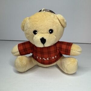 Coach Teddy Bear Stuffed Brown With A Keychain 4.5" H x 5"W